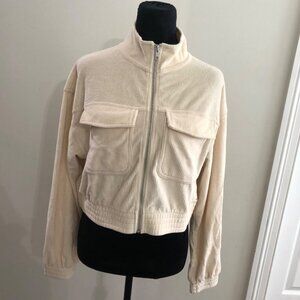 New Aerie Groove‎ On Velour Corduroy Cropped Jacket - Women's Small Cream NWT